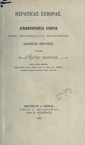 Cover for Hepaticae Europae