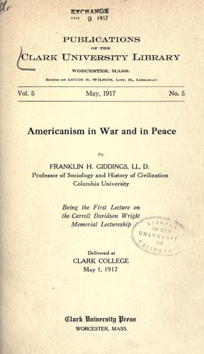 Cover for Americanism in war and in peace