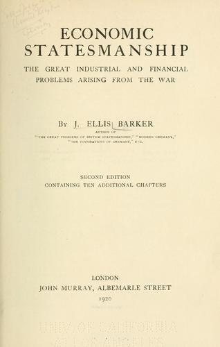 Cover for Economic statesmanship