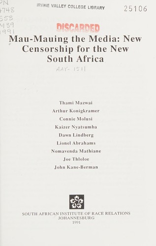 Cover for Mau-mauing the media