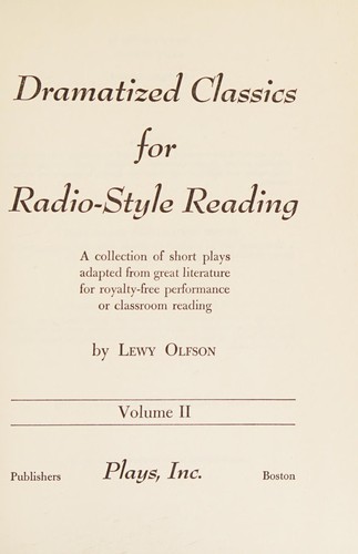 Cover for Dramatized classics for radio-style reading