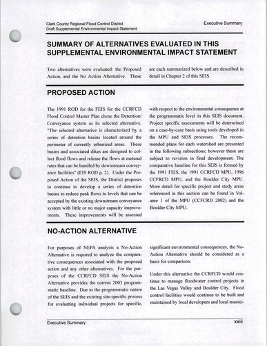 Cover for Supplemental environmental impact statement : flood control master plan, Clark County Regional Flood Control District