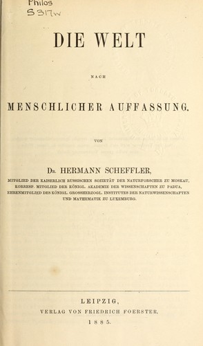 Cover for Die Welt nach menschlicher Auffassung