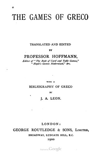 Cover for The Games of Greco