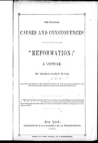 Cover for The political causes and consequences of the Protestant "Reformation"