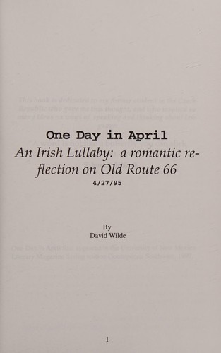 Cover for One Day in April - An Irish Lullaby