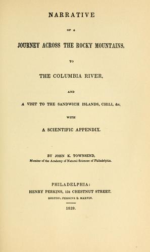 Cover for Townsend's Narrative of a journey across the Rocky Mountains, to the Columbia River.