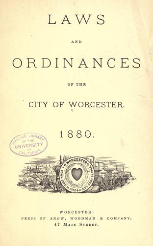 Cover for Laws and ordinances of the city of Worcester.