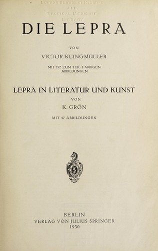 Cover for Die Lepra