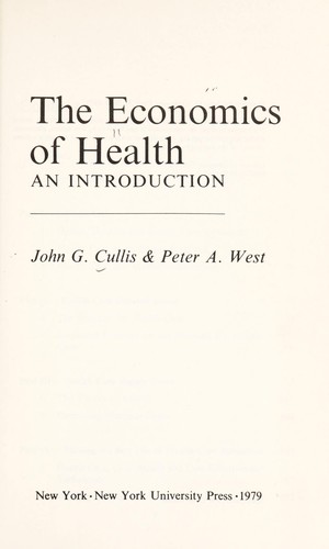 Cover for The economics of health