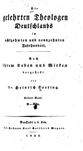 Cover for Die Gelehrten Theologen Deutschlands im achtzehnten und neunzehnten ...