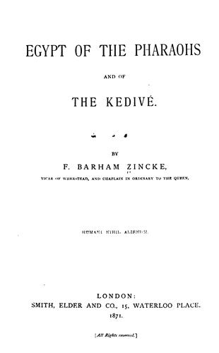 Cover for Egypt of the Pharaohs and of the kedivé.
