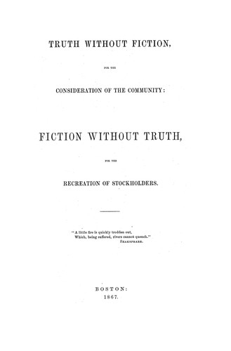Cover for Truth without fiction, for the consideration of the community