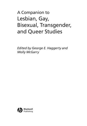 Cover for COMPANION TO LESBIAN, GAY, BISEXUAL, TRANSGENDER, AND QUEER STUDIES; ED. BY GEORGE E. HAGGERTY.