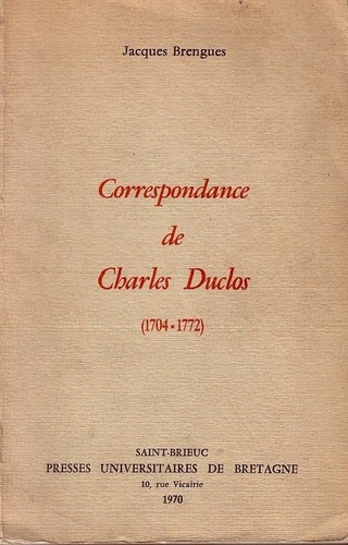 Cover for Correspondance de Charles Duclos (1704-1772)