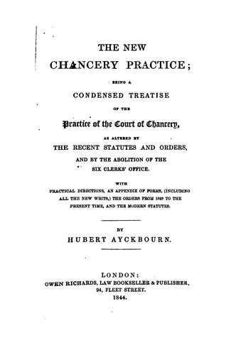 Cover for The new Chancery practice