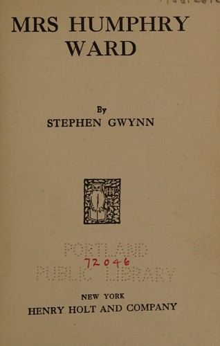 Cover for Mrs. Humphry Ward