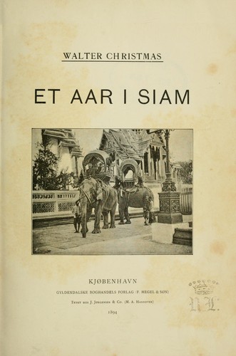 Cover for Et aar i Siam