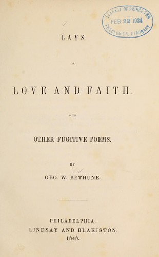 Cover for Lays of love and faith