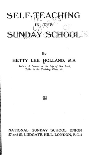 Cover for Self-teaching in the sunday school