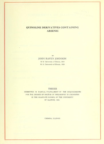 Cover for Quinoline derivatives containing arsenic