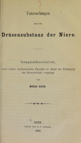 Cover for Untersuchungen ©ơber die Dr©ơsensubstanz der Niere