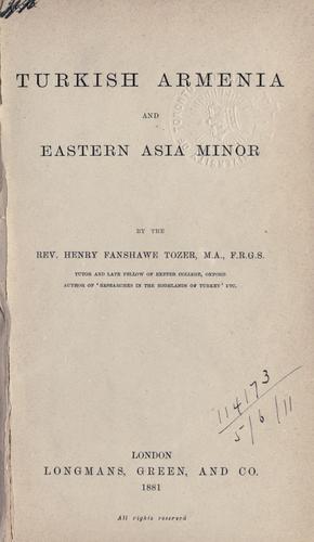 Cover for Turkish Armenia and eastern Asia Minor.