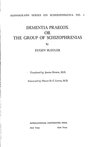 Cover for Dementia Praecox or the Group of Schizophrenias