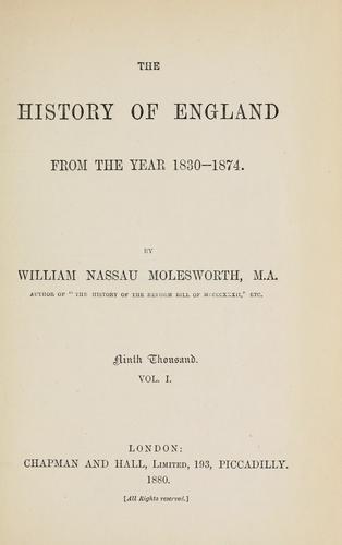 Cover for history of England from the year 1830-1874.