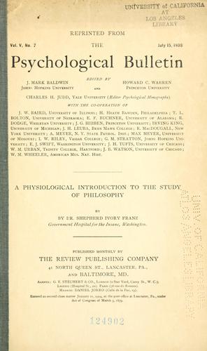 Cover for A physiological introduction to the study of philosophy