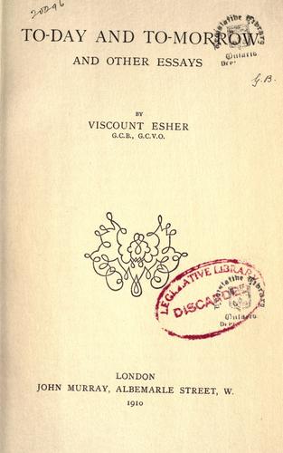 Cover for To-day and to-morrow, and other essays