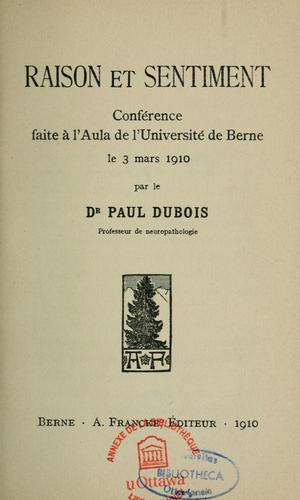 Cover for Raison et sentiment