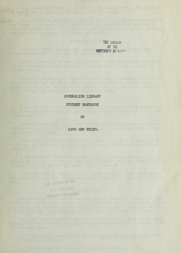 Cover for Journalism library student handbook of aids and rules