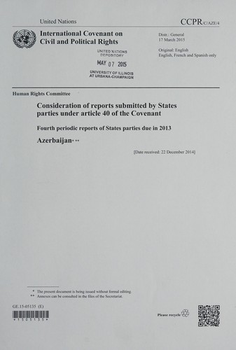 Cover for Consideration of reports submitted by States parties under article 40 of the Covenant
