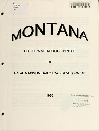 Cover for Montana list of waterbodies in need of total maximum daily load development