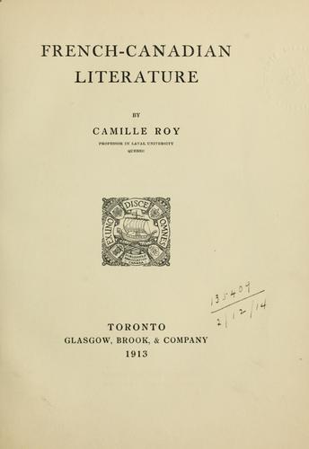 Cover for French-Canadian literature