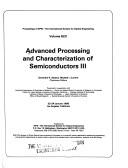 Cover for Advanced processing and characterization of semiconductors III