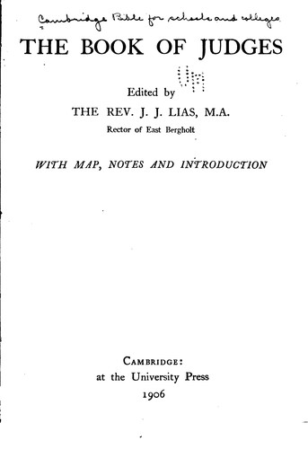 Cover for The Book of Judges, with Map, Notes and Introduction
