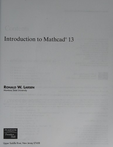 Cover for Introduction to MathCAD 13