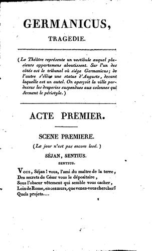 Cover for Germanicus: tragédie en cinq actes et en vers