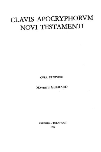 Cover for Clavis apocryphorvm Novi Testamenti