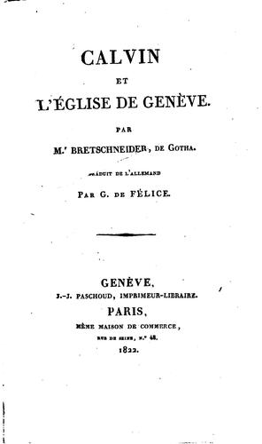 Cover for Calvin et l'église de Genève
