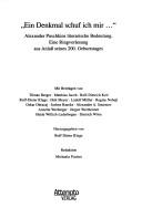 Cover for "Ein  Denkmal schuf ich mir-- "