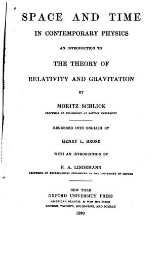Cover for Space and time in contemporary physics