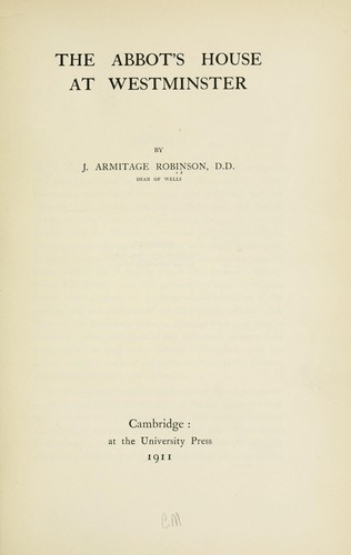 Cover for The abbot's house at Westminster