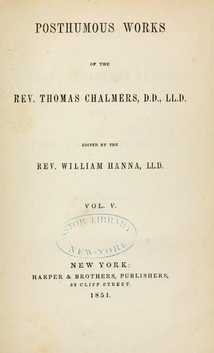 Cover for Posthumous works of the Rev. Thomas Chalmers ...