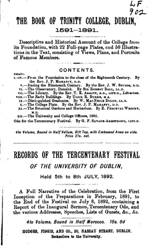 Cover for The Dublin university calendar
