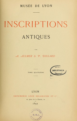 Cover for Inscriptions antiques