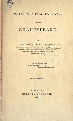Cover for What we really know about Shakespeare.