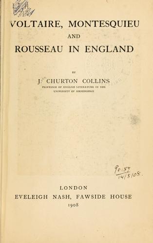 Cover for Voltaire, Montesquieu and Rousseau in England.